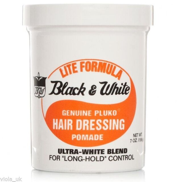 black and white hair dressing pomade & Genuine Pluko 2 oz White pomade 2 X BLACK & WHITE