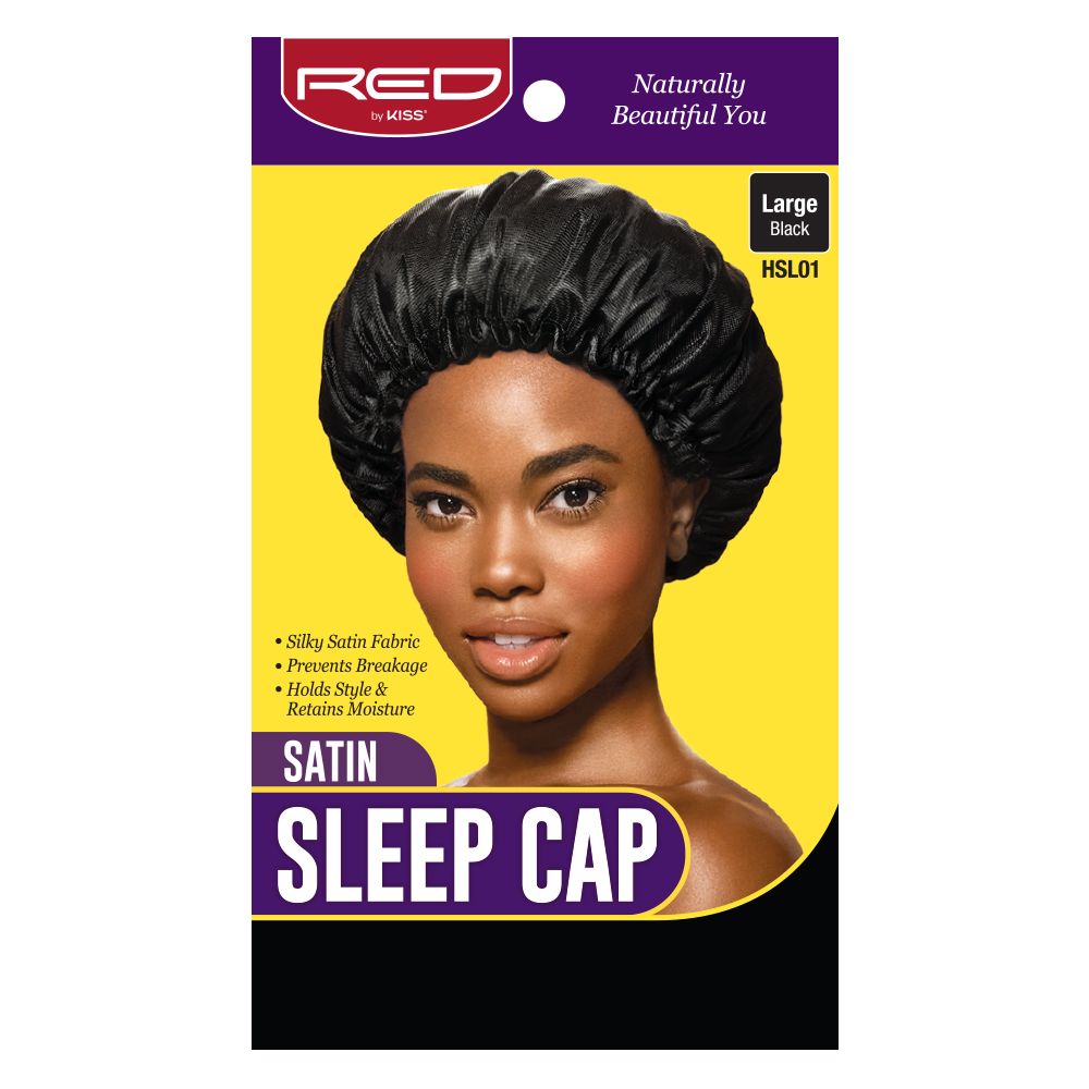 Red by Kiss Satin Sleep Cap Black Large - HSL01