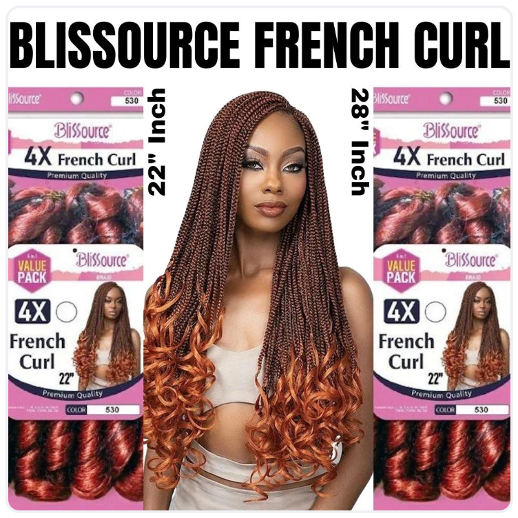 Blissource French Curl premium 28 inch braiding hair extensions displayed at CC Hair Beauty Leeds