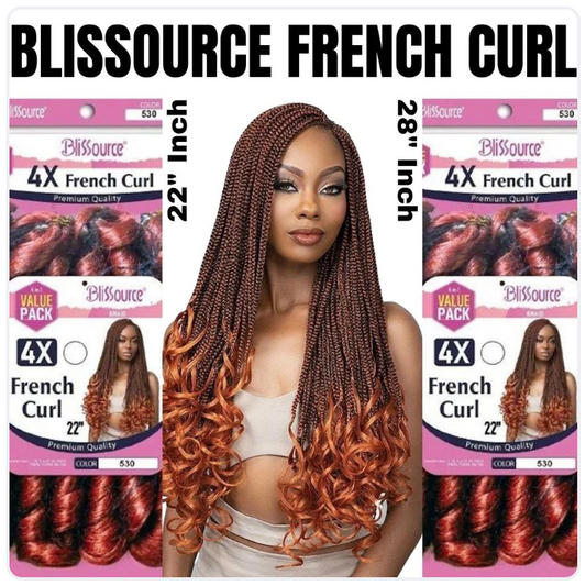 Blissource French Curl premium 28 inch braiding hair extensions displayed at CC Hair Beauty Leeds
