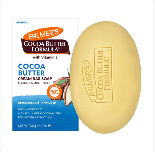 Palmer's Cocoa Butter Formula Bar Soap 100g package showing rich cocoa butter ingredients