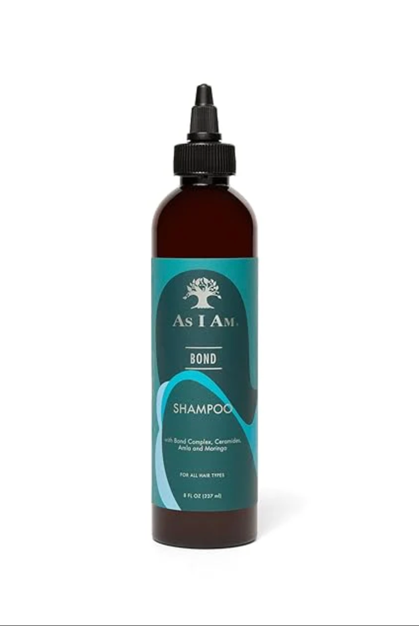 As I Am Bond Repair Shampoo bottle with moringa amla ceramides for damaged hair repair