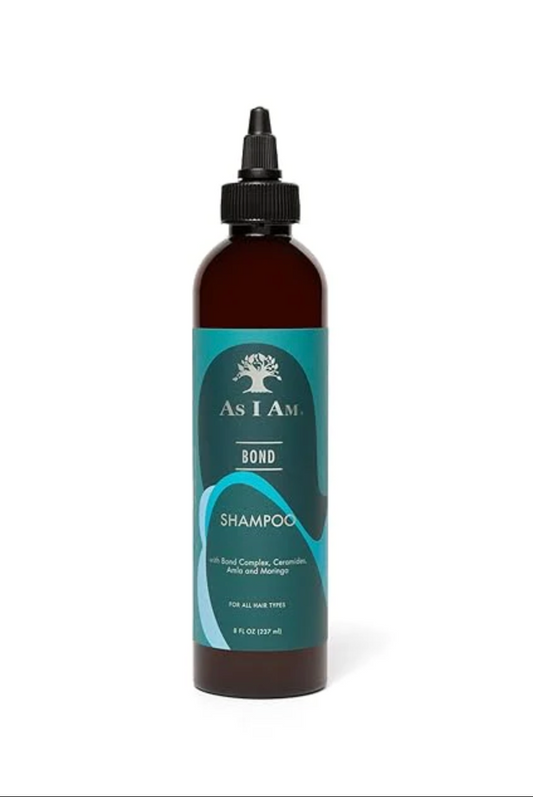 As I Am Bond Repair Shampoo bottle with moringa amla ceramides for damaged hair repair