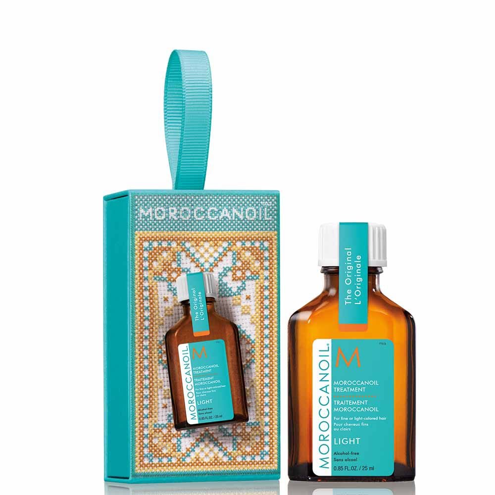  Moroccanoil Treatment Light 25ml ornament bottle on salon counter at CC Hair Beauty Leeds