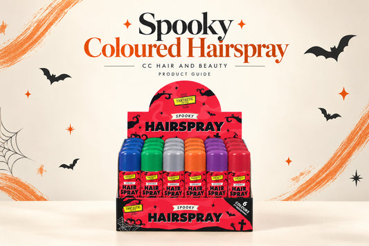 Spooky Coloured Hairspray retail display for the CC Hair And Beauty product guide