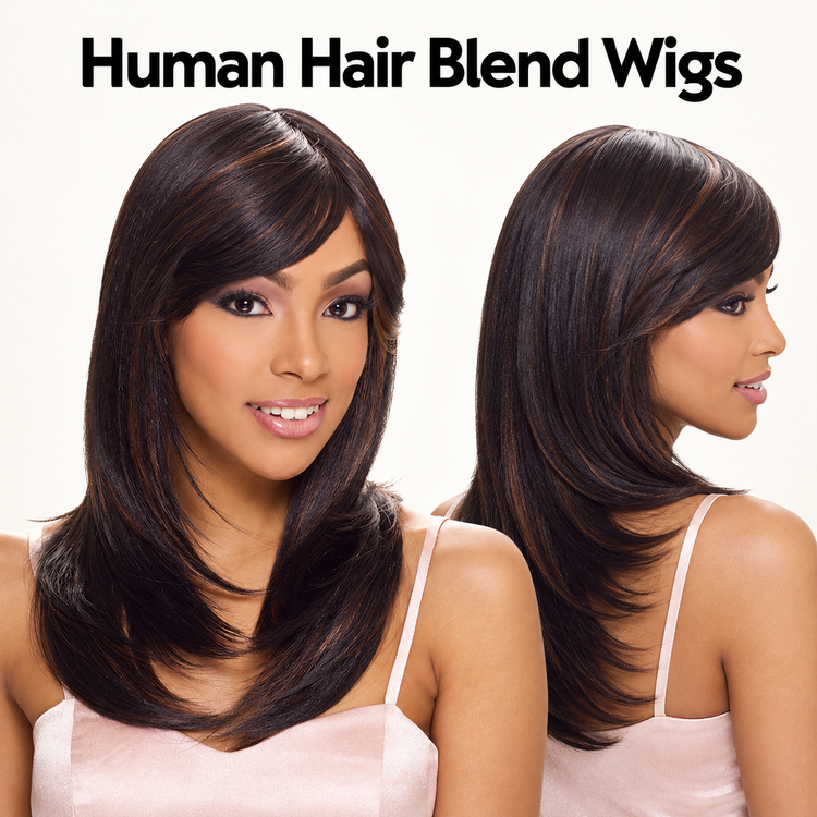 Human Hair Blend Wigs