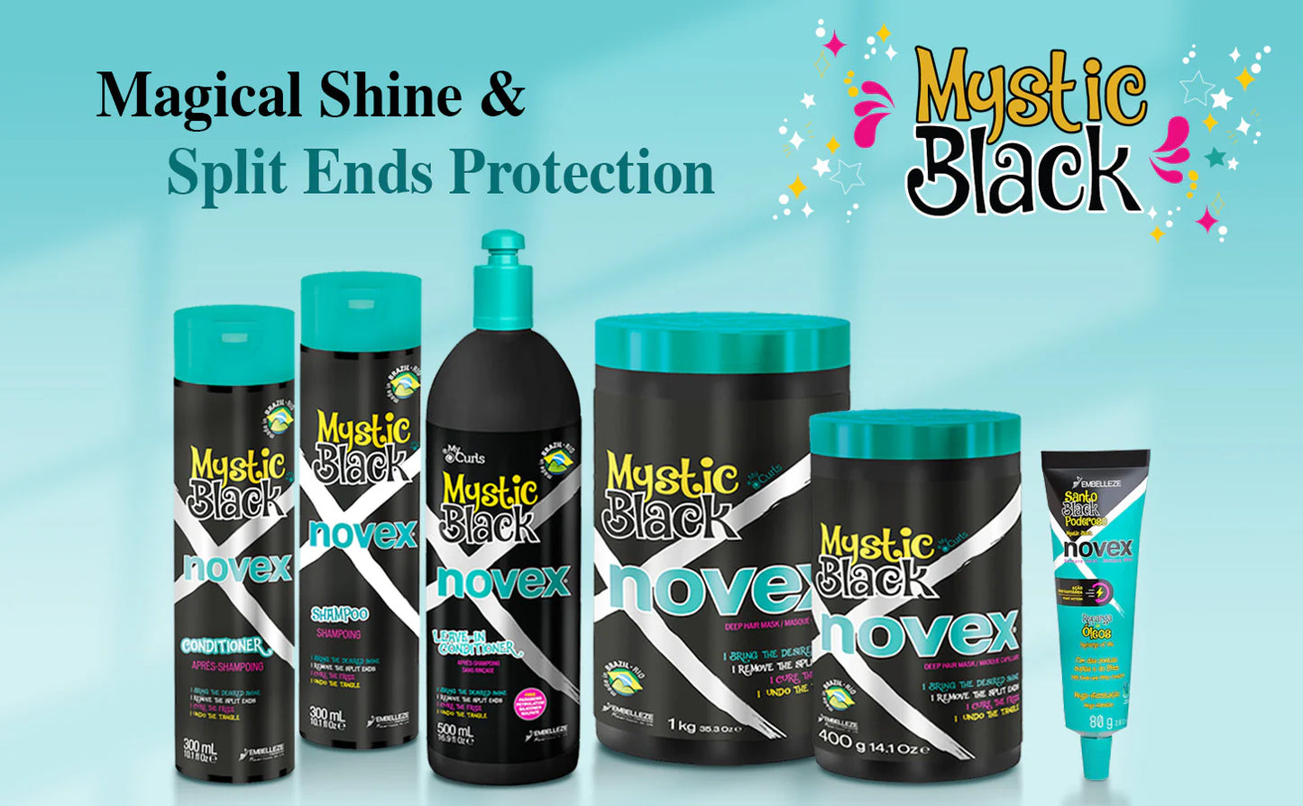 Novex Mystic Black Shampoo/Oil Recharge/Leave In Conditioner/Deep Hair Mask 1kg Novex