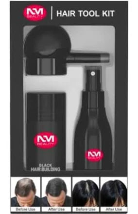 NM Beauty Hair Tool Kit, Best 3-in-1 Kit Set, Black Hair Building Fibers & Spray