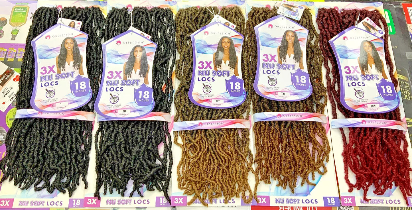 Obsession Long Straight Pre-Loop Crochet Hair - 3X Nu Soft Locs 18"