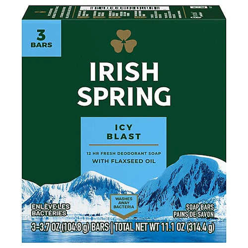 Irish Spring Icy Blast Deodorant Soap Bar 3x Pack