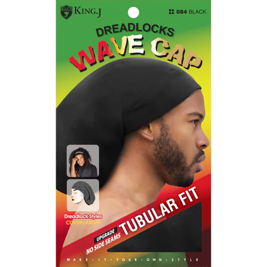 King.J DREADLOCKS Wave Cap - Tubular Fit - Black #084