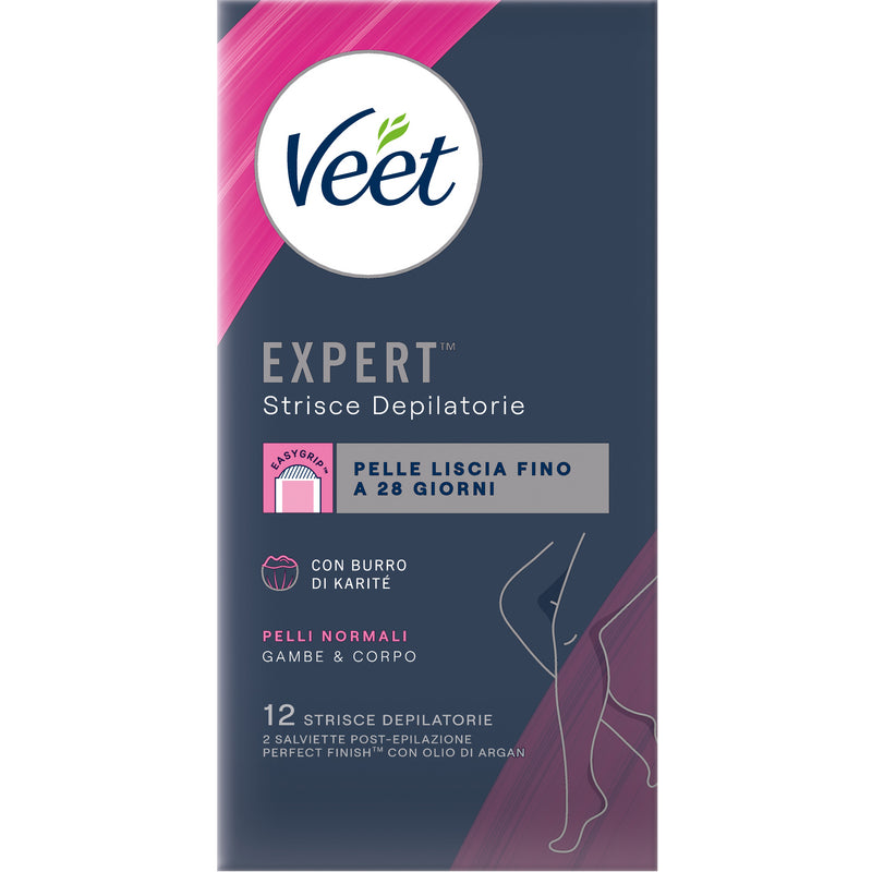 Veet 12 Facial Depilatory Strips Fpr Normal Skin With Shea Butter
