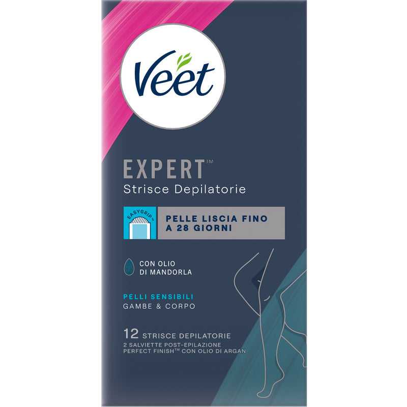 Veet 12 Facial Depilatory Strips For Sensitive Skin With Almond Oil