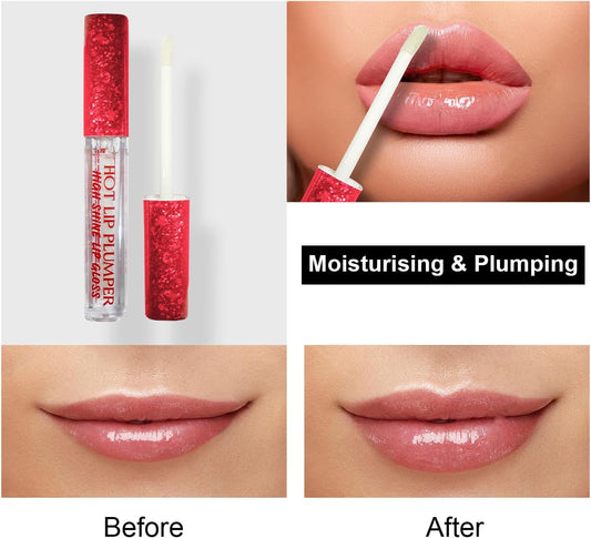 BF Hot Lip Plumper, Plumping , High Shine Lip Gloss, Non Sticky, 3ml