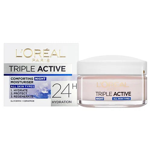 L'Oréal Paris Triple Active Night 24H Hydrating Moisturiser Cream 50ml