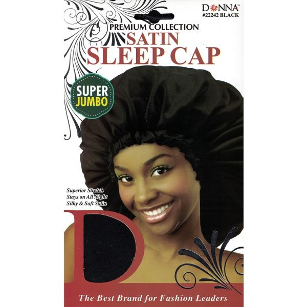 Donna Premium Collection Satin Sleep Cap Super Jumbo – Black – 22242