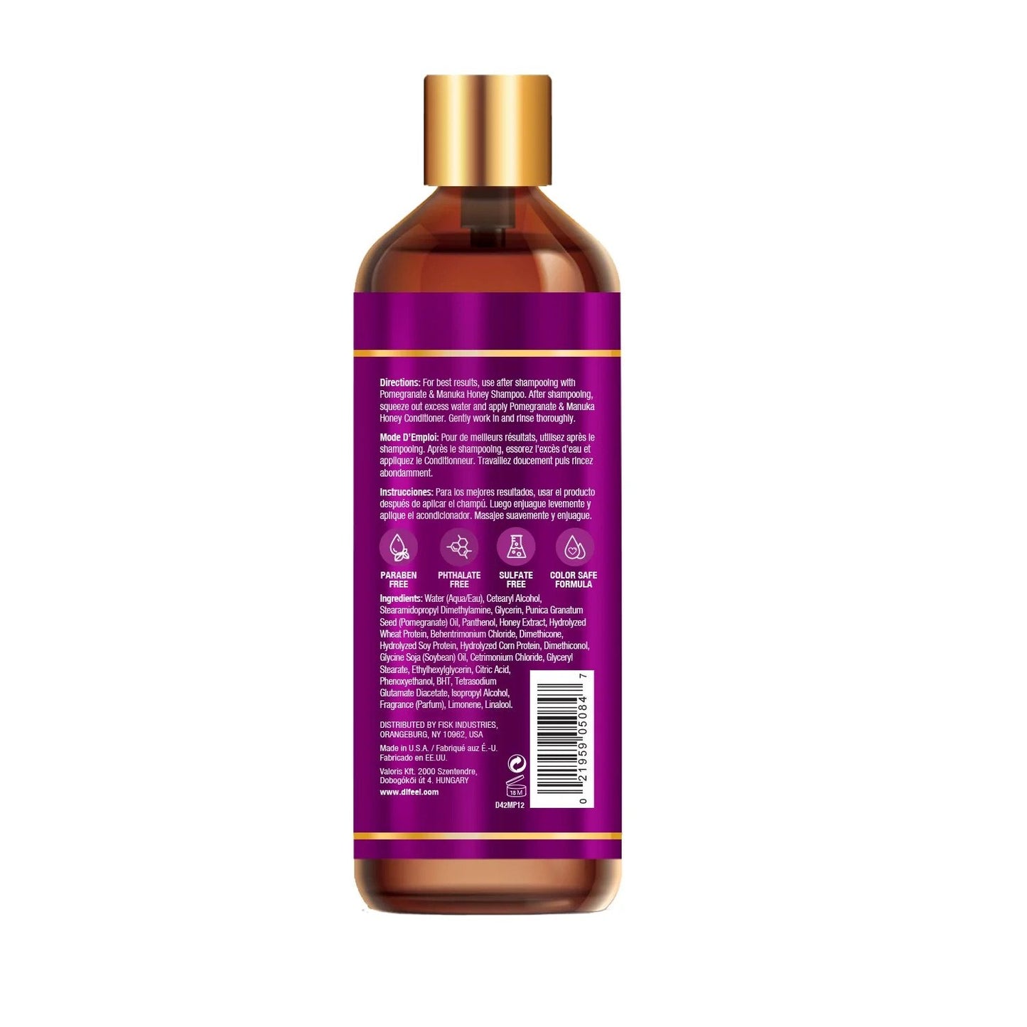 Difeel Pomegranate & Manuka Honey Sulfate-Free Shampoo 12 oz.