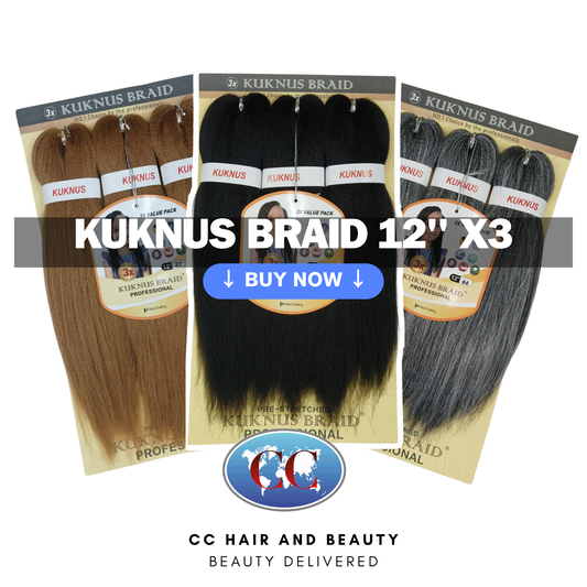 Kuknus Collection 12" X 3pcs Pack Pre Stretch Braids