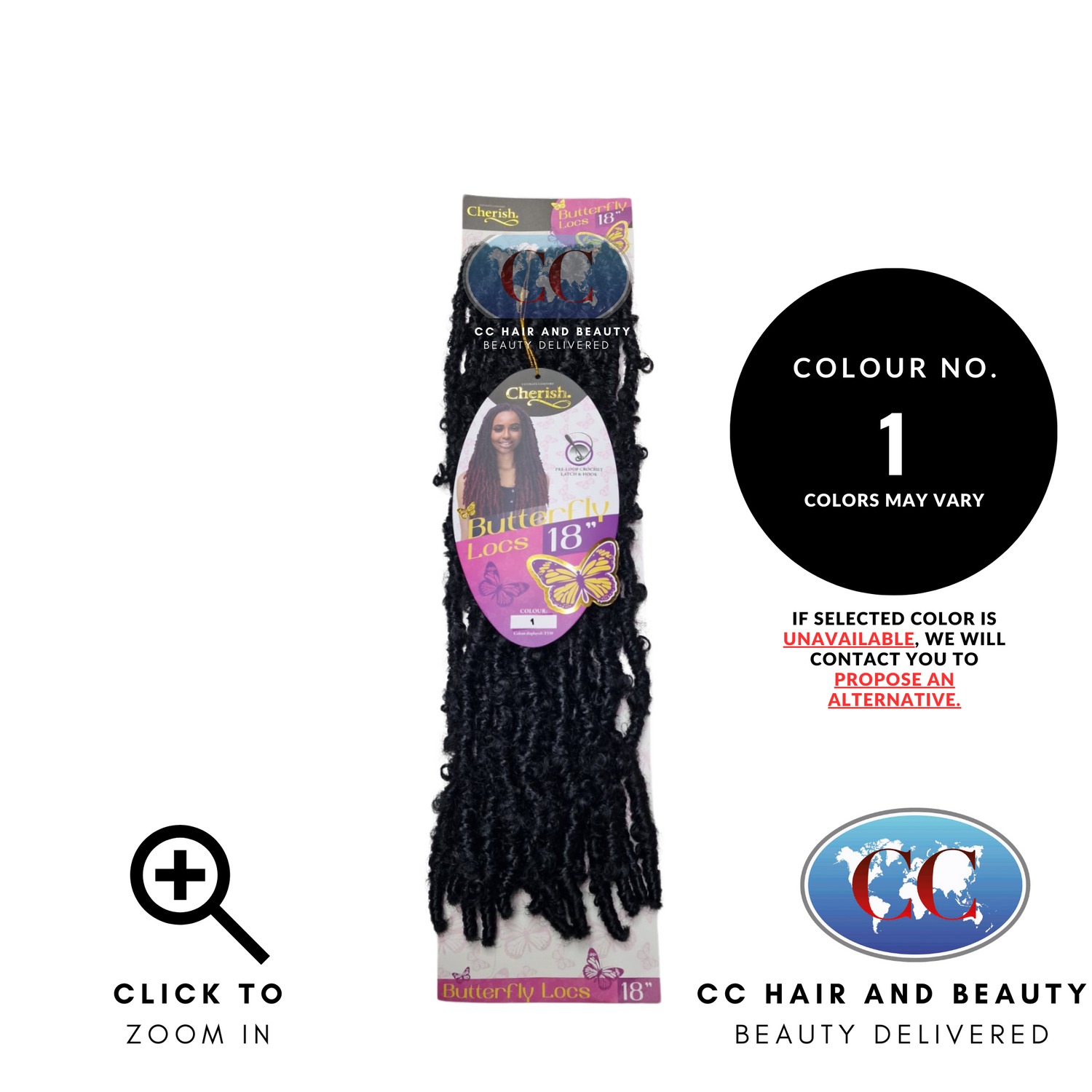 Cherish - Pre-Loop Crochet Braid Hair Extensions - Butterfly Locs 18''-colour 1