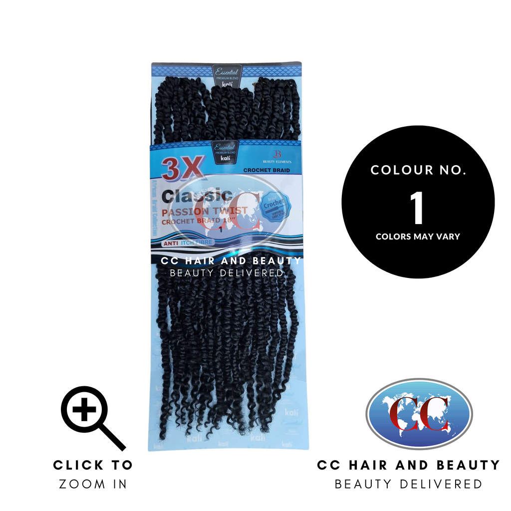 Kali Essential 3x Passion Twist Crochet Braid 18"-Colour 1