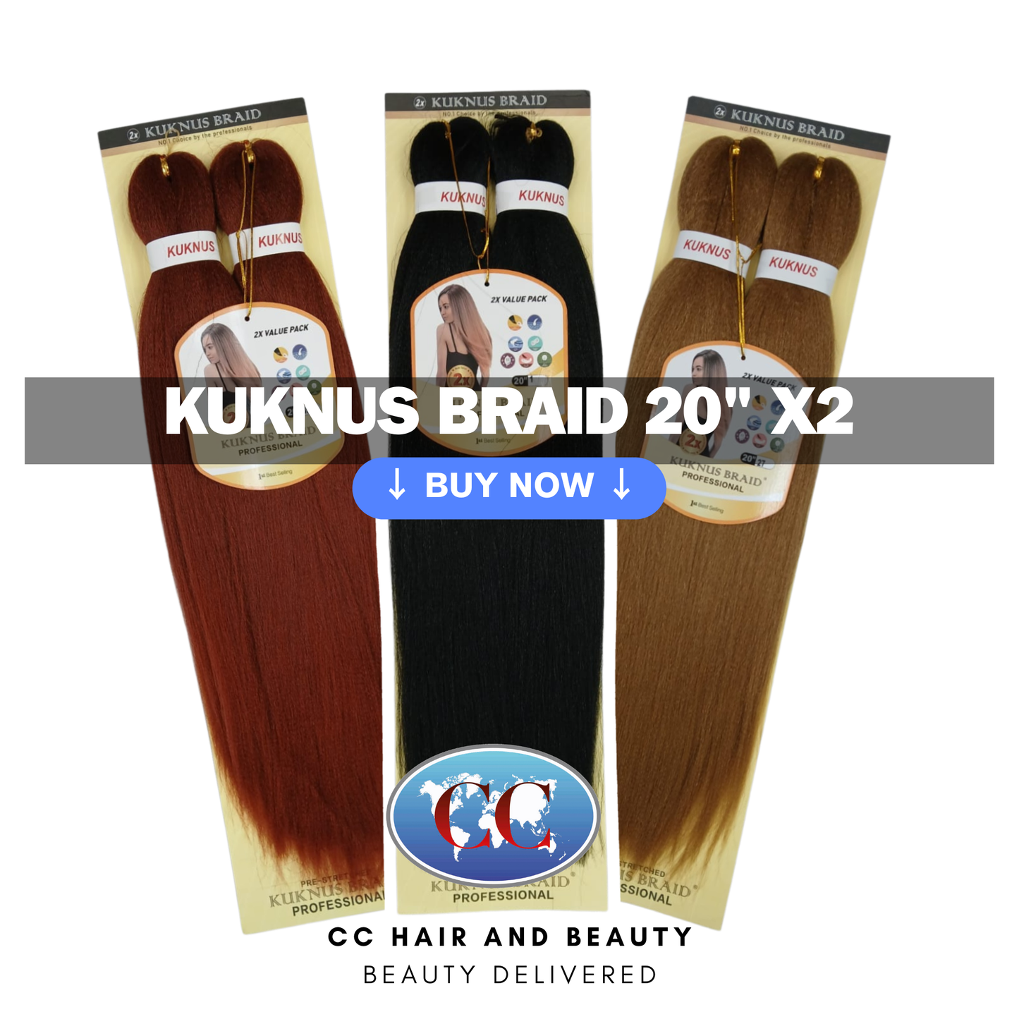 Kuknus Collection 20" X 2pcs Pack Pre Stretch Braids