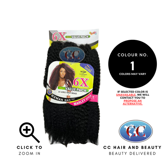 Janet Noir 6X Afro Twist Braid 6 In 1 Value Pack