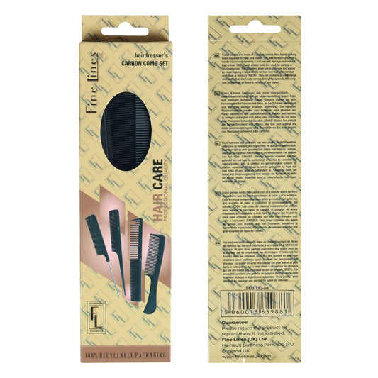 Fine Lines Hairdresser's Carbon Comb Set 113-04