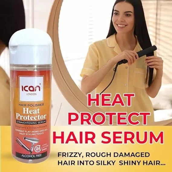 Ican London Hair Polisher Heat Protector Straightening Serum Alcohol Free 207ml