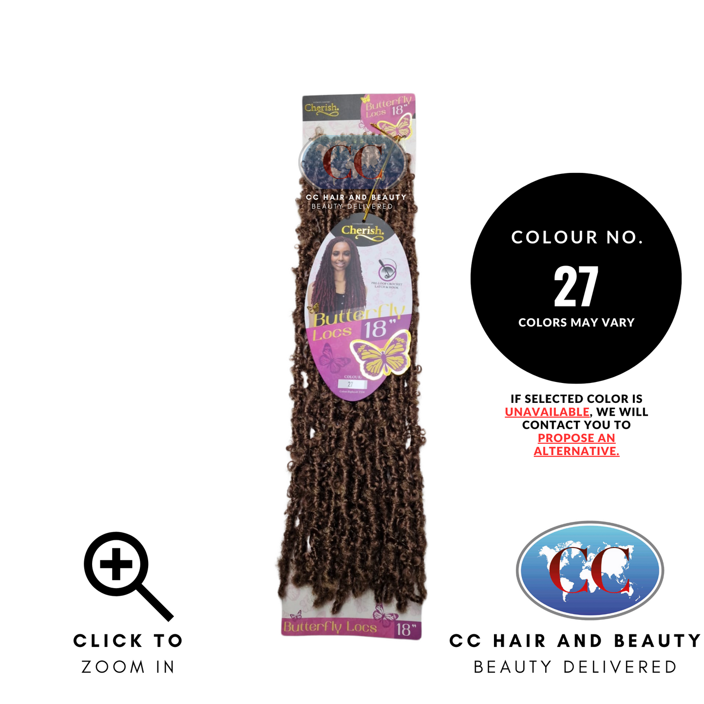 Cherish - Pre-Loop Crochet Braid Hair Extensions - Butterfly Locs 18''-colour 27