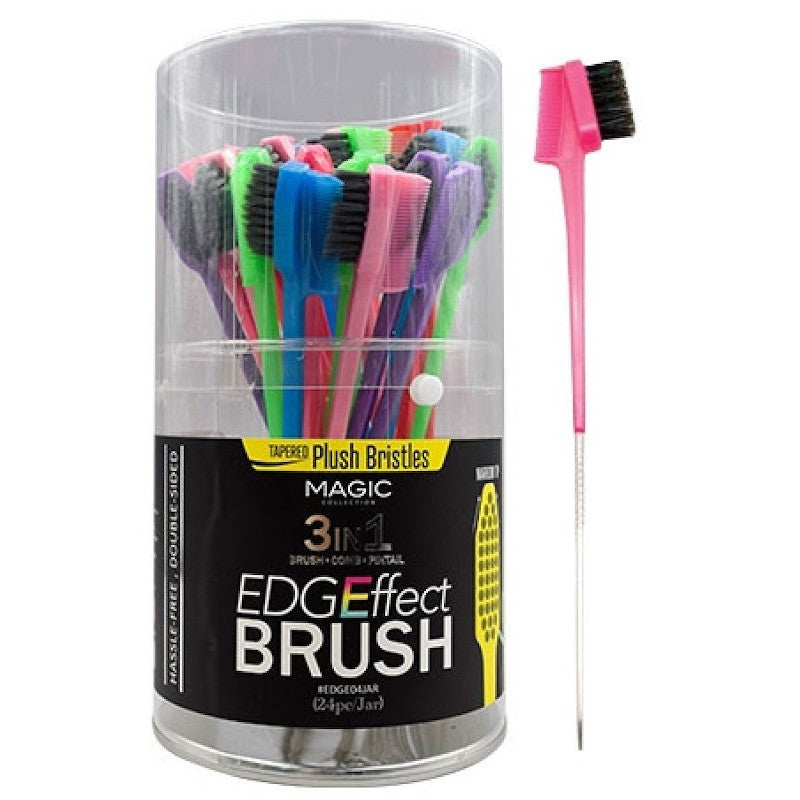 3 In 1 Edge Brush Tapered Plush Bristle with pin