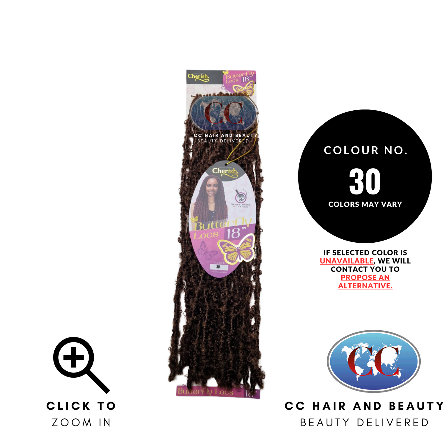 Cherish - Pre-Loop Crochet Braid Hair Extensions - Butterfly Locs 18''-colour 30