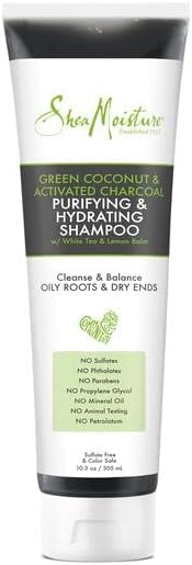Shea Moisture Green Coconut & Activated Charcoal Purifying Hydrating Shampoo 10.3Oz