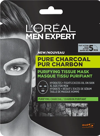 L'Oréal Men Expert Pure Charcoal Purifying Tissue Face Mask for Men 30g