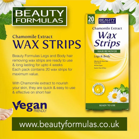 Beauty Formulas Chamomile Legs & Body Wax Strips - 20 Strips