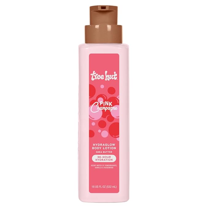 Tree Hut Hydraglow Body Lotion Pink Champagne, Hydrating & Moisturizing 18Oz
