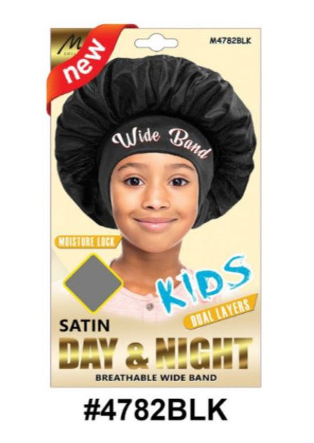 Murry Collection Kids Satin Day & Night Cap Black Bonnet