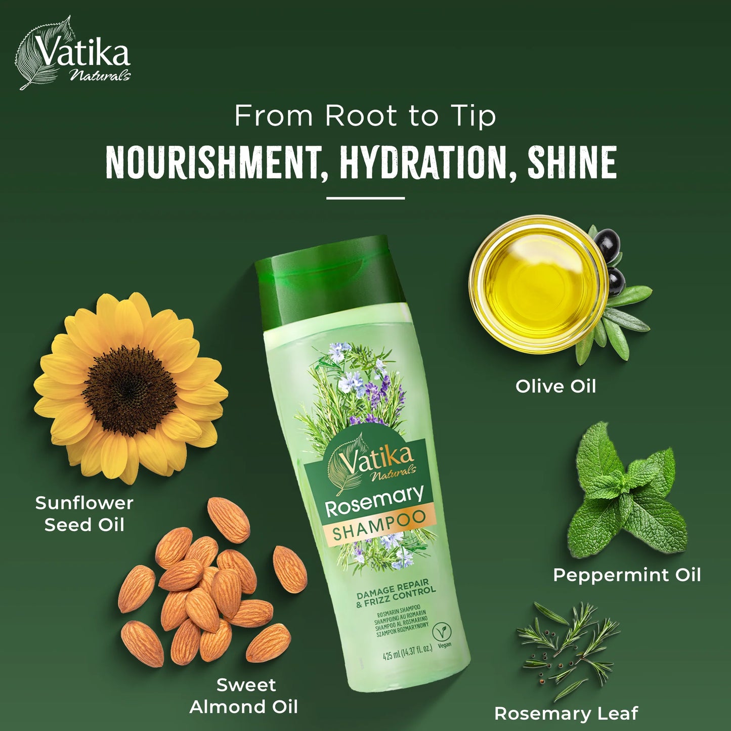 Vatika Natural Rosemary shampoo, 425 ml