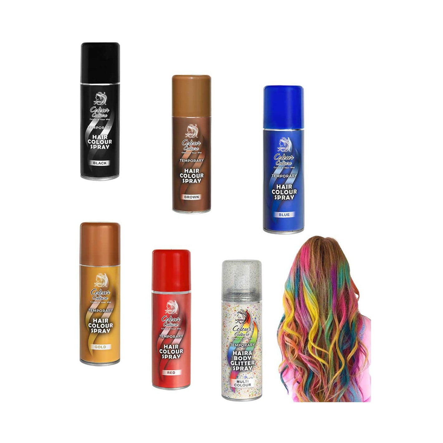 Colour Culture Temporary Hair Colour Spray in Brown 125ml