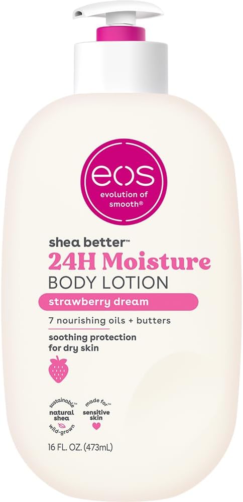eos Shea Better Body Lotion Strawberry Dream, 24-Hour Moisture Skin Care 16Oz