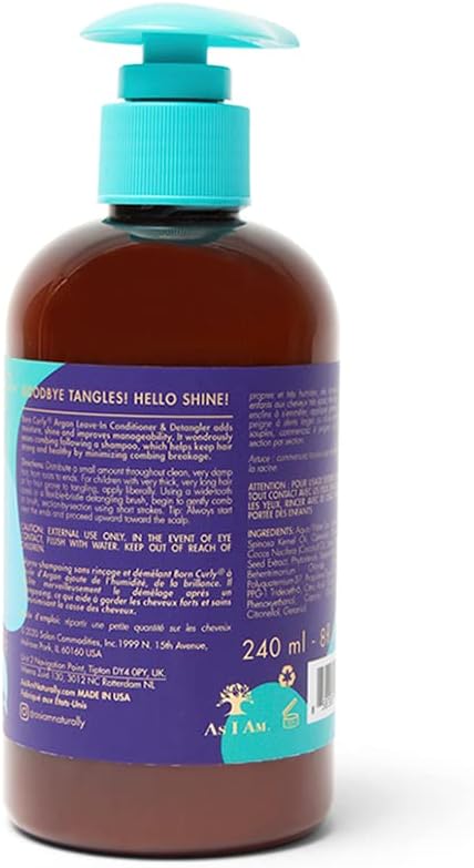 As I Am Born Curly Leave‑In Detangler- for Curls, Detangling & Frizz Control 8oz