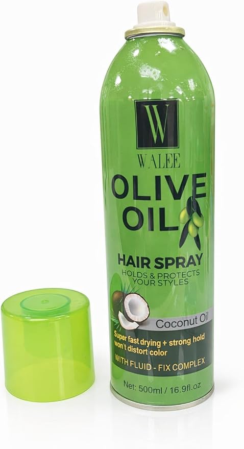 Walee Olive Oil Hair Spray with Coconut Oil, Strong Hold Styling Spray 500ml