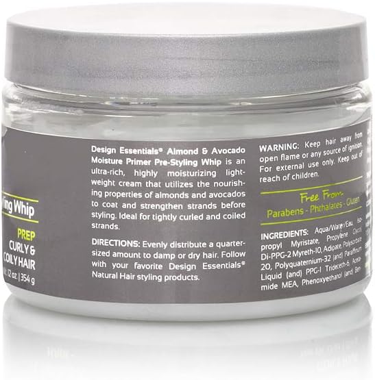 Design Essentials Natural Almond & Avocado Moisture Primer Pre - Styling Whip, 12oz