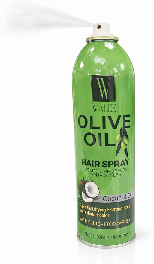 Walee Olive Oil Hair Spray with Coconut Oil, Strong Hold Styling Spray 500ml