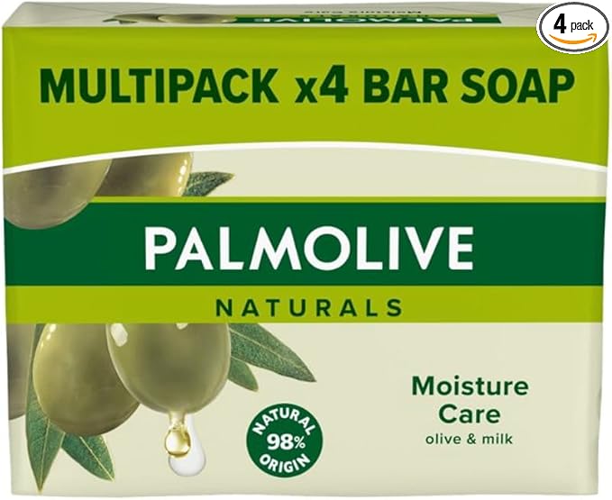 Palmolive Naturals Soap Bar Moisture with Olive Milk Bar Soap 4 Pack Vegan