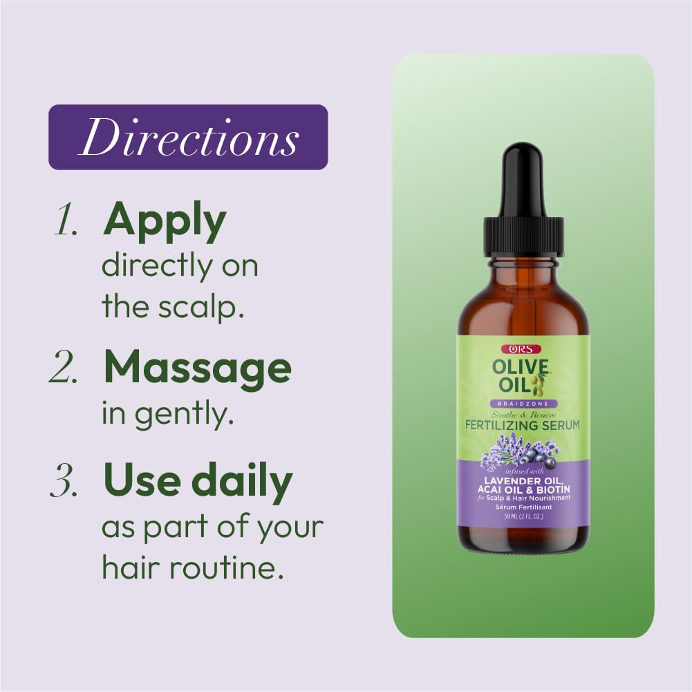 ORS Olive Oil Braidzone Fertilizing Serum with Lavender, Acai & Biotin 2oz