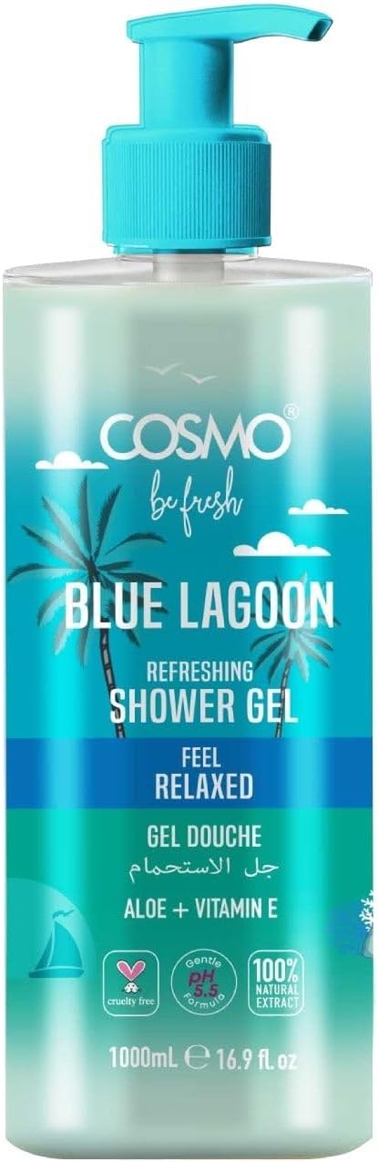 Cosmo Be Fresh Blue Lagoon Shower Gel with Aloe & Vitamin E 1000ml
