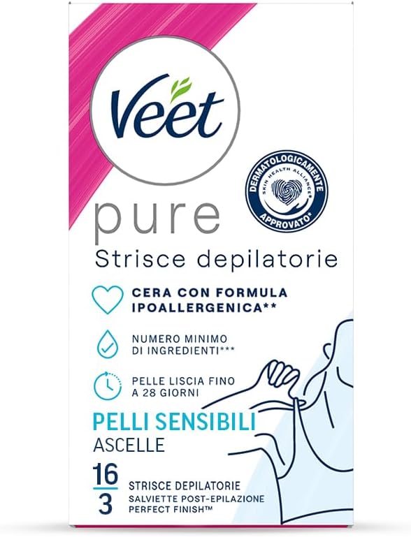 Veet Pure Hypoallergenic Underarm Strips, 16 Strips