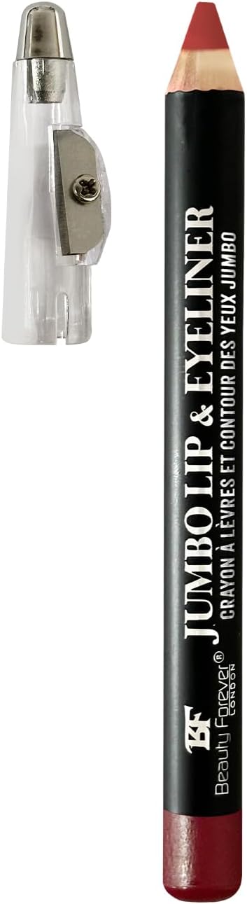 Beauty Forever Jumbo Lip Liner & Eyeliner Pencil with Sharpener, Long lasting Creamy Formula