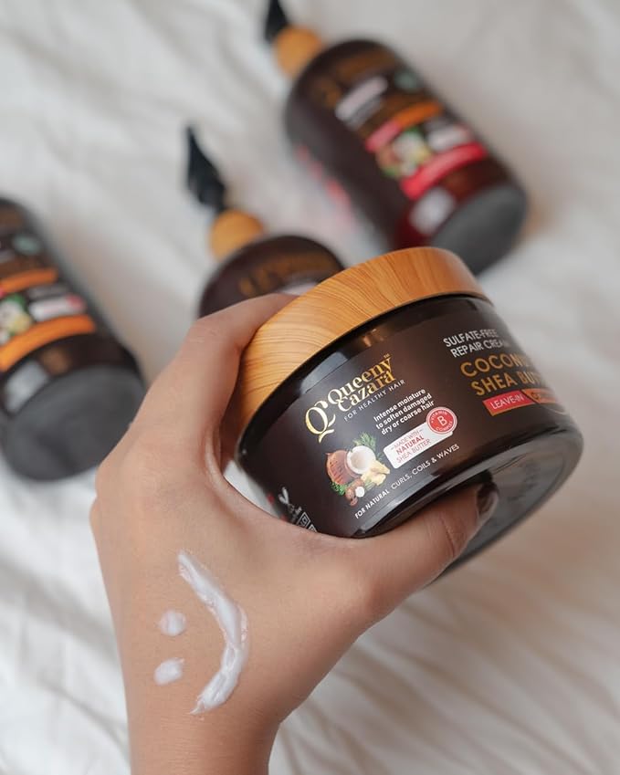 Queeny Cazara Sulfate-Free Repair Cream Coconut & Shea Butter Leave In Conditioner 300ml