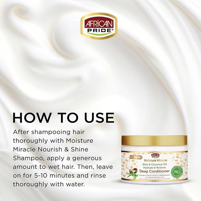 African Pride Moisture Miracle Aloe Coconut Oil Deep Conditioner 12Oz
